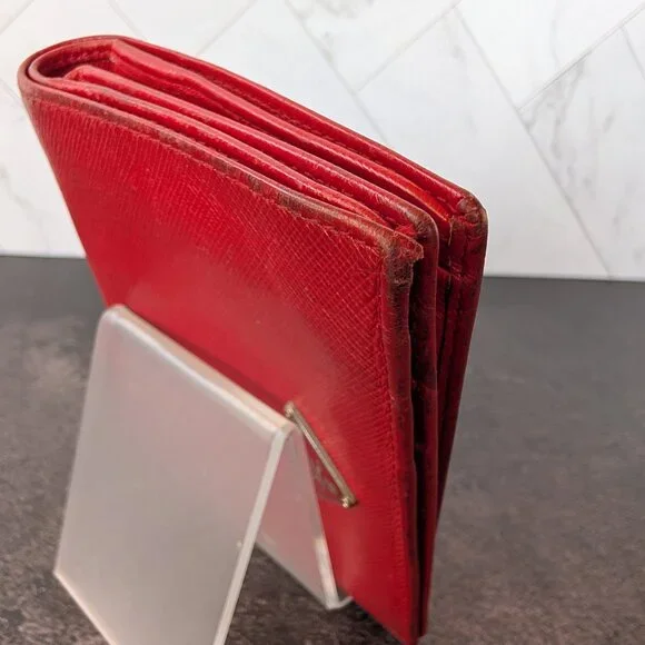 Prada Red Leather Wallet – Classic Snap Closure - Picture 15 of 17